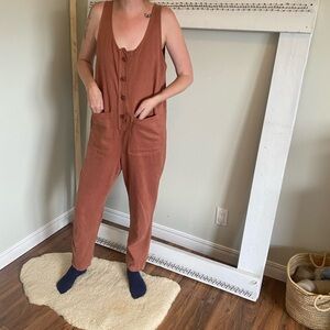 Jungmaven terra cotta hemp playsuit, M